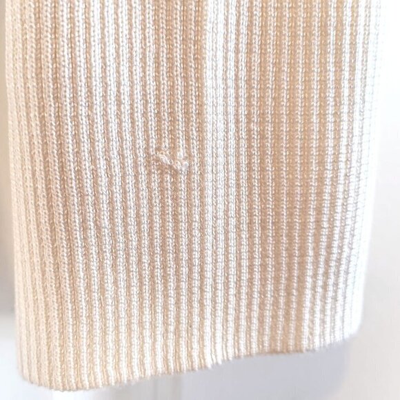 St. John Cream Ribbed Knit Sleeve Asymmetrical Zip Jacket - Picture 5 of 10